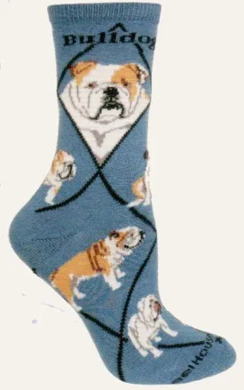 Wheel House Designs Bulldog On Blue Novelty Sock