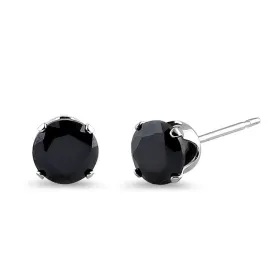 0.5 Ct Sterling Silver Black CZ Stud Earrings 4mm