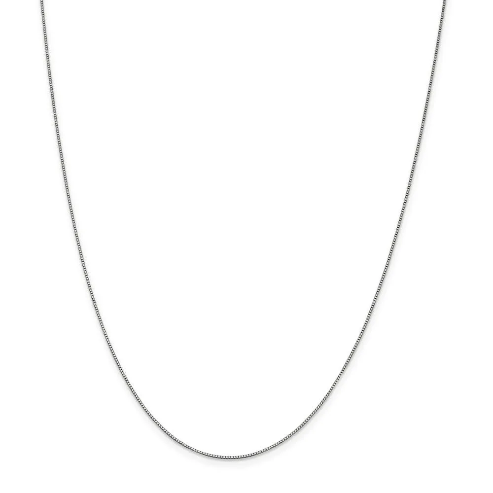 0.7mm, 10k White Gold, Box Chain Necklace