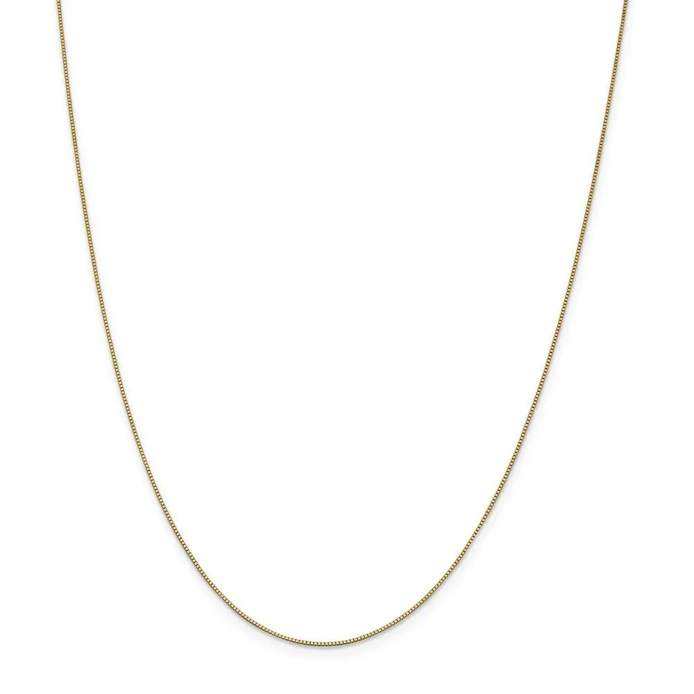 0.7mm, 14k Yellow Gold, Solid Box Chain Necklace