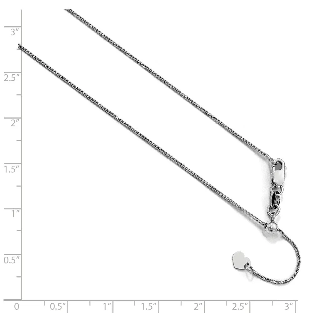 0.8mm 10k White Gold Adjustable Wheat Chain Necklace
