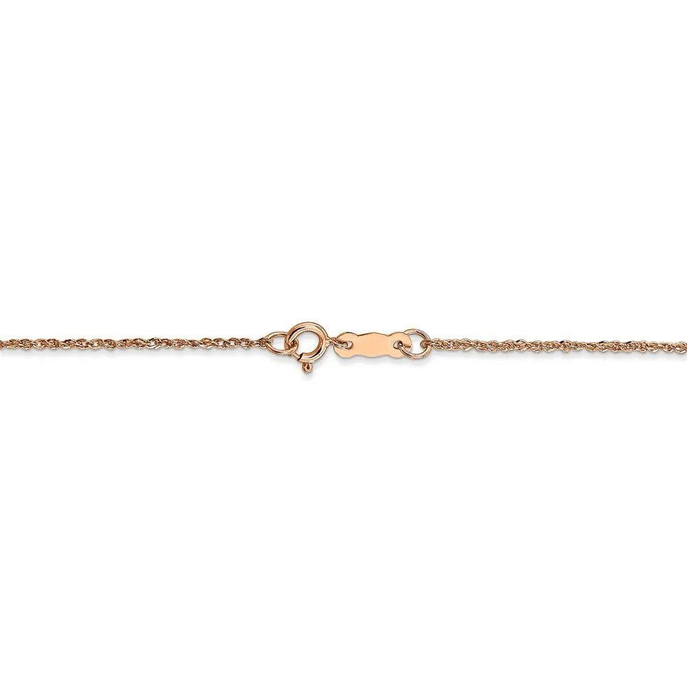 1.1mm, 14k Rose Gold, Diamond Cut Solid Ropa Chain Necklace