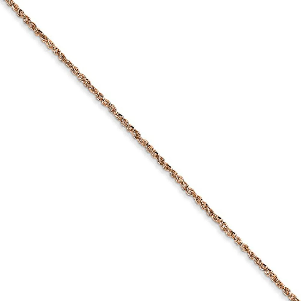 1.1mm, 14k Rose Gold, Diamond Cut Solid Ropa Chain Necklace