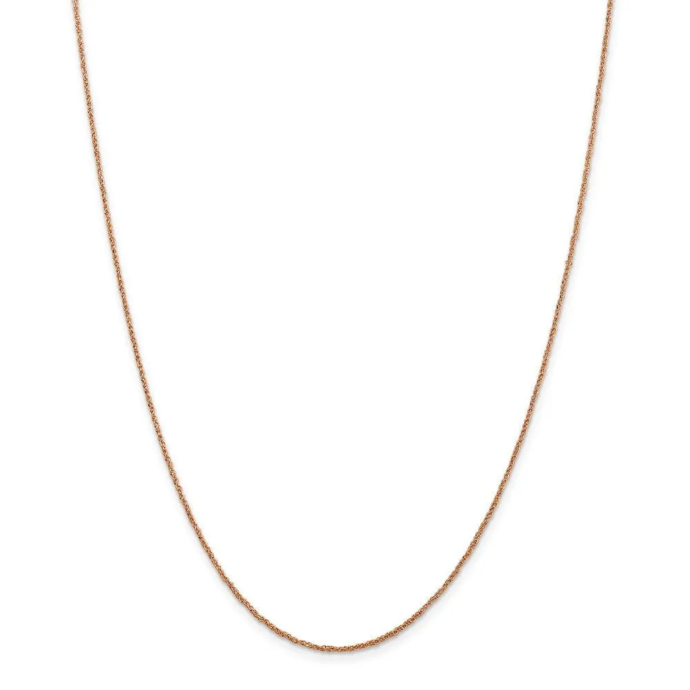 1.1mm, 14k Rose Gold, Diamond Cut Solid Ropa Chain Necklace