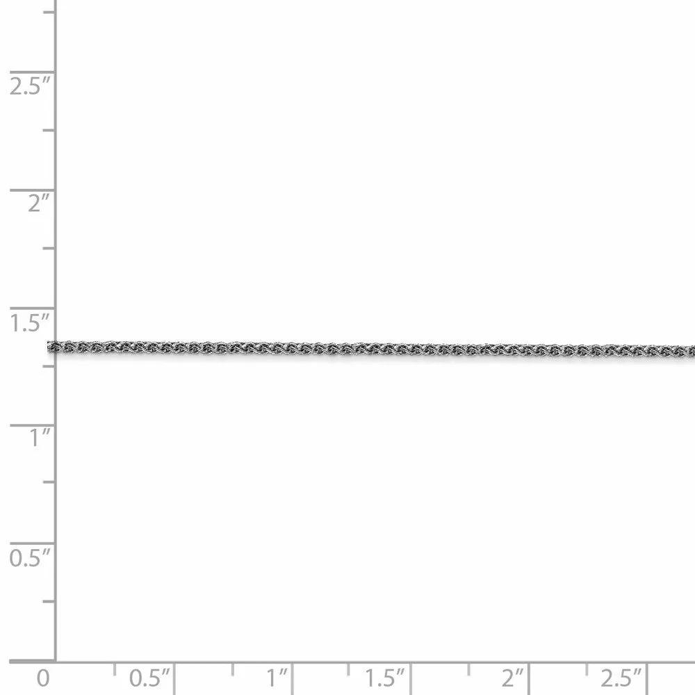 1.2mm 14k White Gold Solid Diamond Cut Spiga Chain Necklace