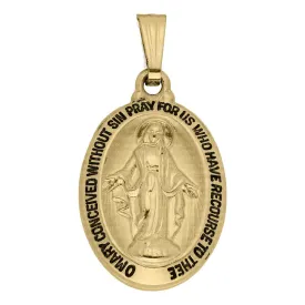 Gold 14k Miraculous Medal Pendant with Chain - High Quality Religious Jewelry