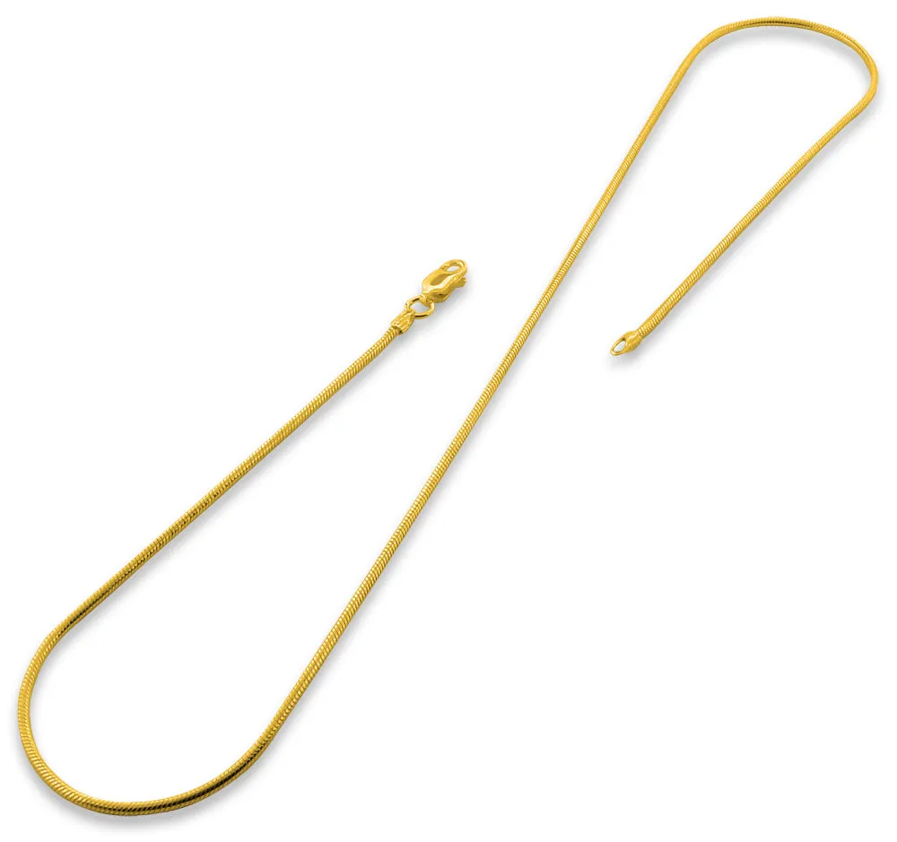 14K Gold Plated Sterling Silver Snake Chain 1.5MM