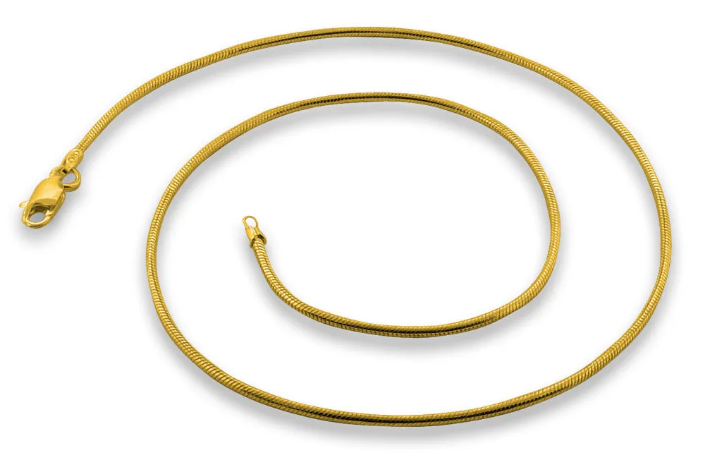 14K Gold Plated Sterling Silver Snake Chain 1.5MM