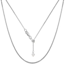 14k White Gold Adjustable Box Link Chain Necklace, 1.15mm, 22"