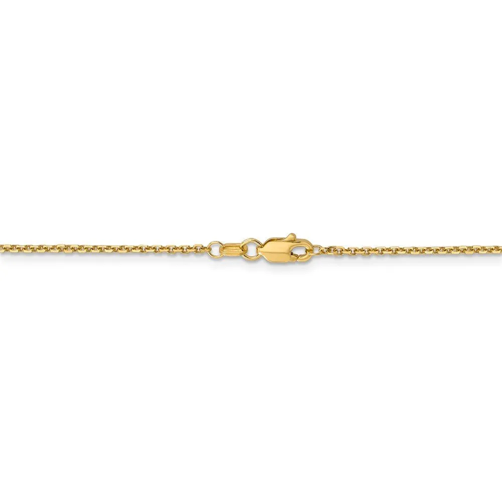 1.4mm, 14k Yellow Gold, Diamond Cut Solid Cable Chain Necklace