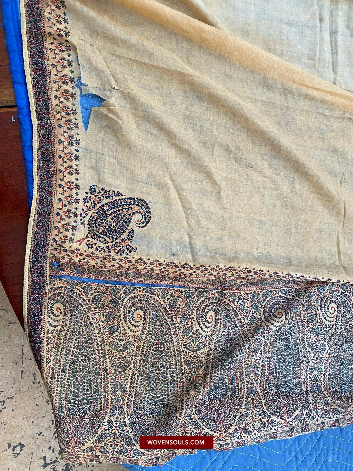 1510 SOLD - Superfine Antique Kashmir Pashmina Dochalla Long Shawl