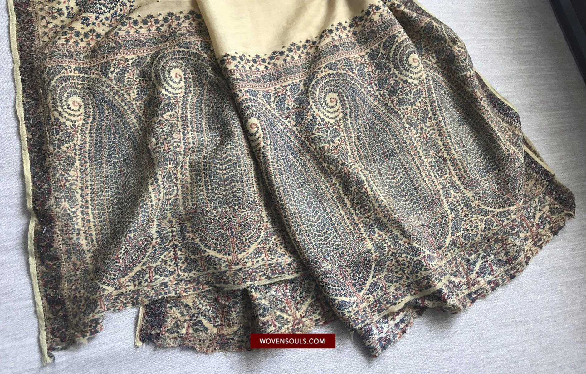 1510 SOLD - Superfine Antique Kashmir Pashmina Dochalla Long Shawl