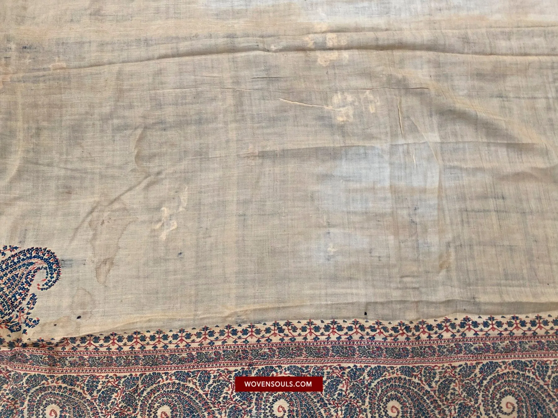 1510 SOLD - Superfine Antique Kashmir Pashmina Dochalla Long Shawl