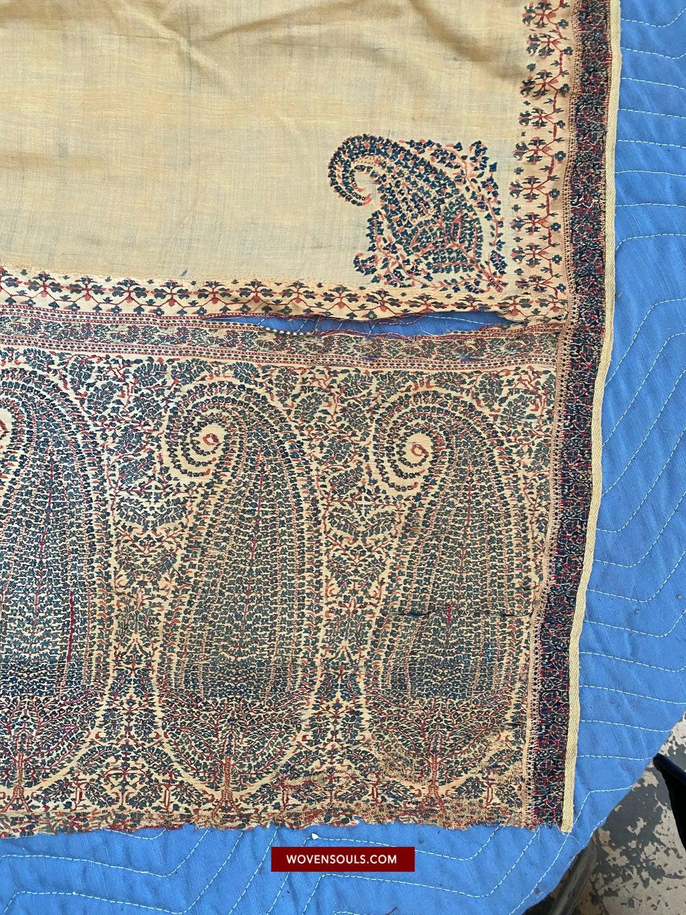 1510 SOLD - Superfine Antique Kashmir Pashmina Dochalla Long Shawl