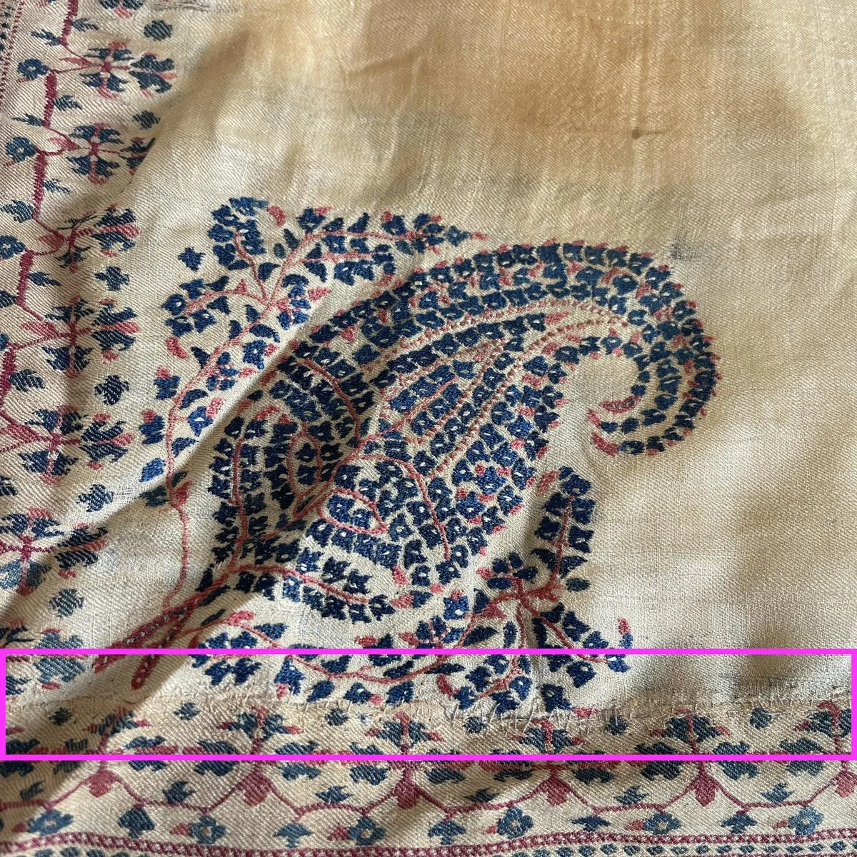 1510 SOLD - Superfine Antique Kashmir Pashmina Dochalla Long Shawl