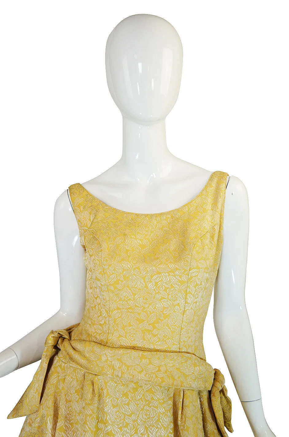 1950s Golden Silk Brocade Cocktail Dress