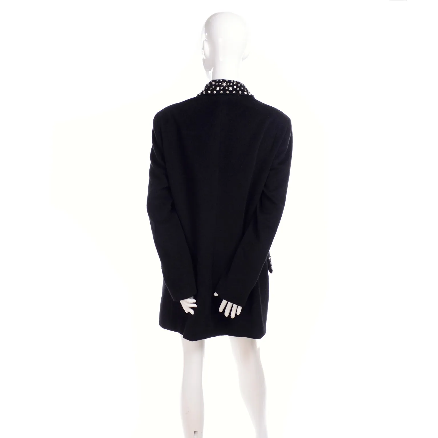 1990s Gianni Versace Jacket in Angora Wool Cashmere Blend w/ Medusa Head Studs