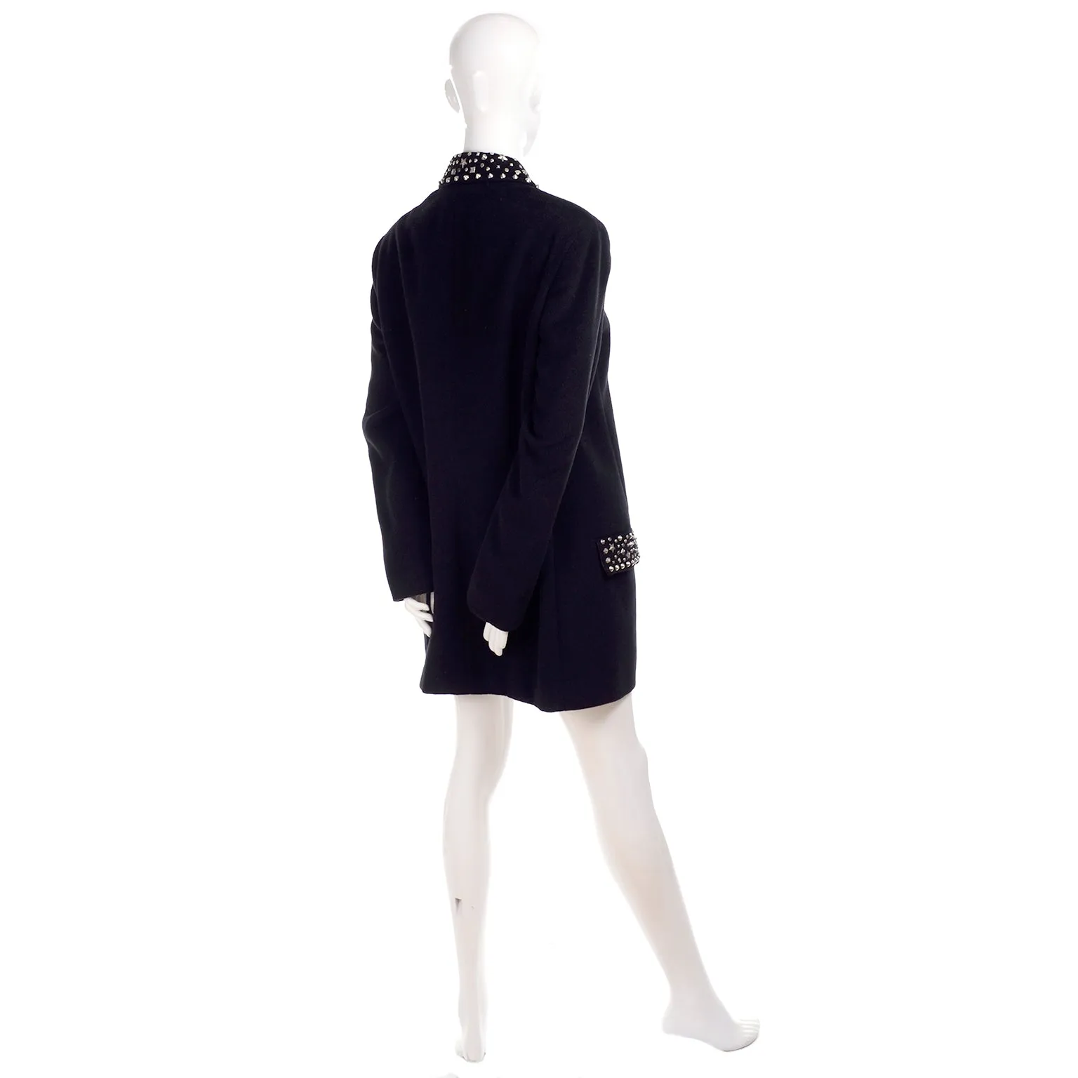 1990s Gianni Versace Jacket in Angora Wool Cashmere Blend w/ Medusa Head Studs