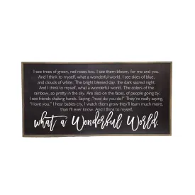 32x16 Black Finish What A Wonderful World Horizontal Sign