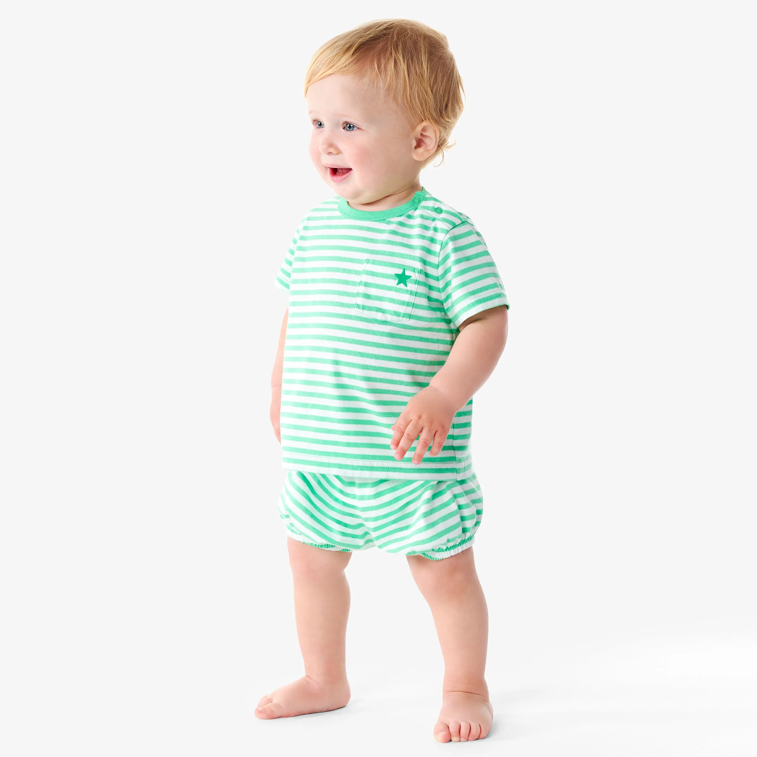 Baby bubble short in mini stripe