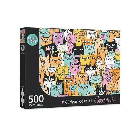 Badge Bomb - Cattitude 500 Piece Puzzle