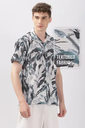 Bamboo leaves printed textured shirt