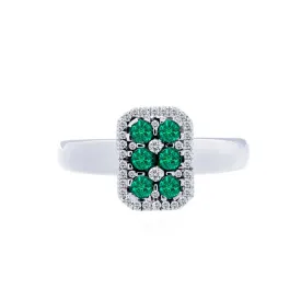 Bellagio Collection Pave Emerald Elongated Cushion Ring