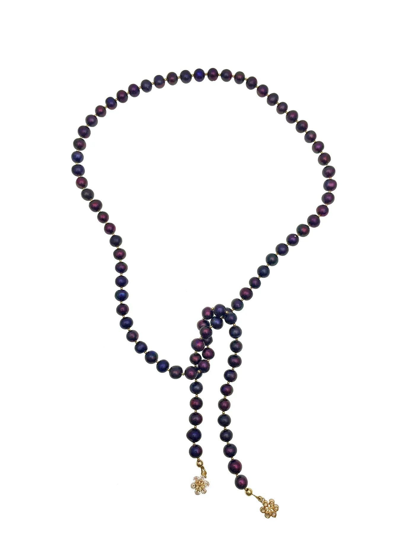 Elegant Black Freshwater Pearl Open-Ended Necklace - AN055