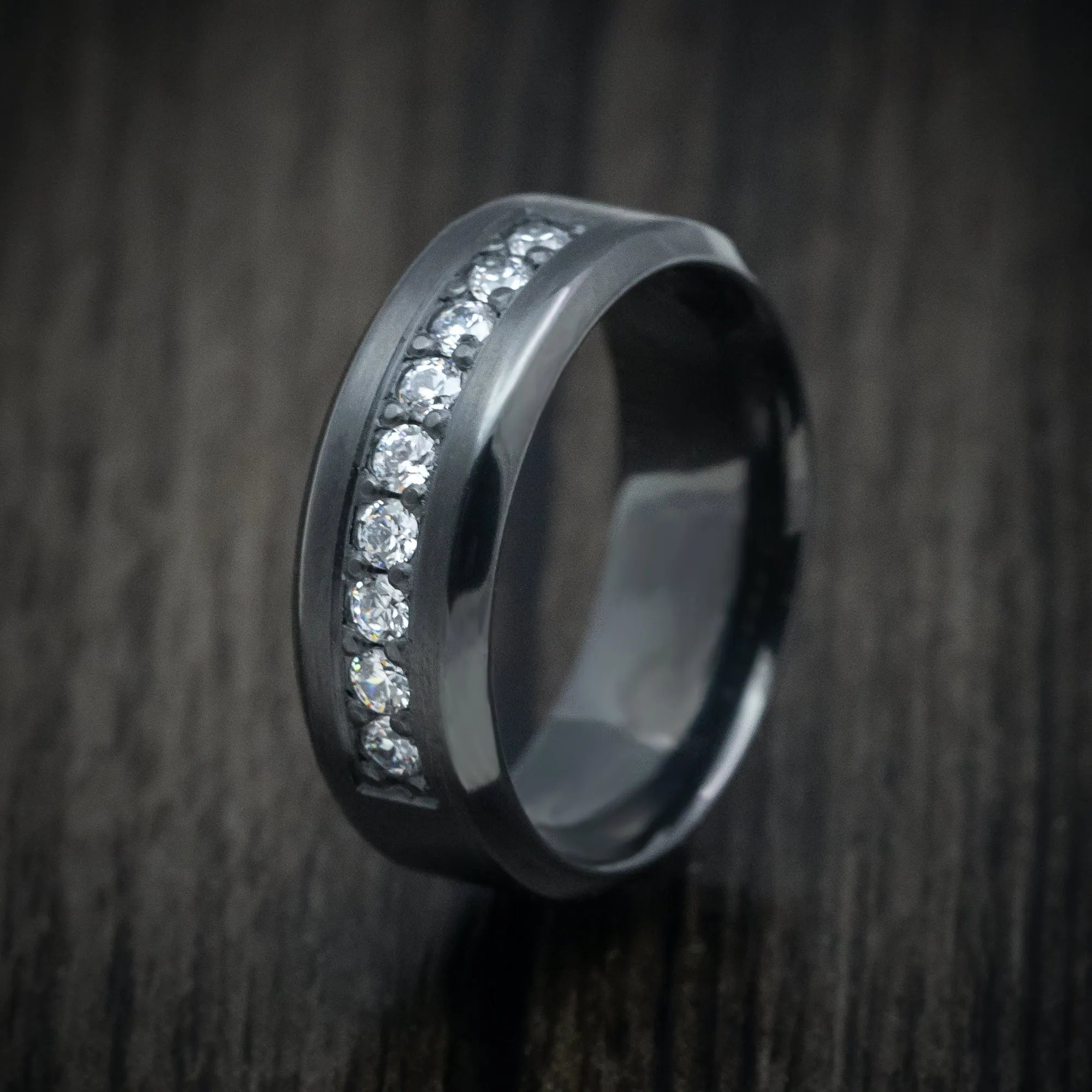 Black Zirconium and Diamond Men's Ring Custom Made