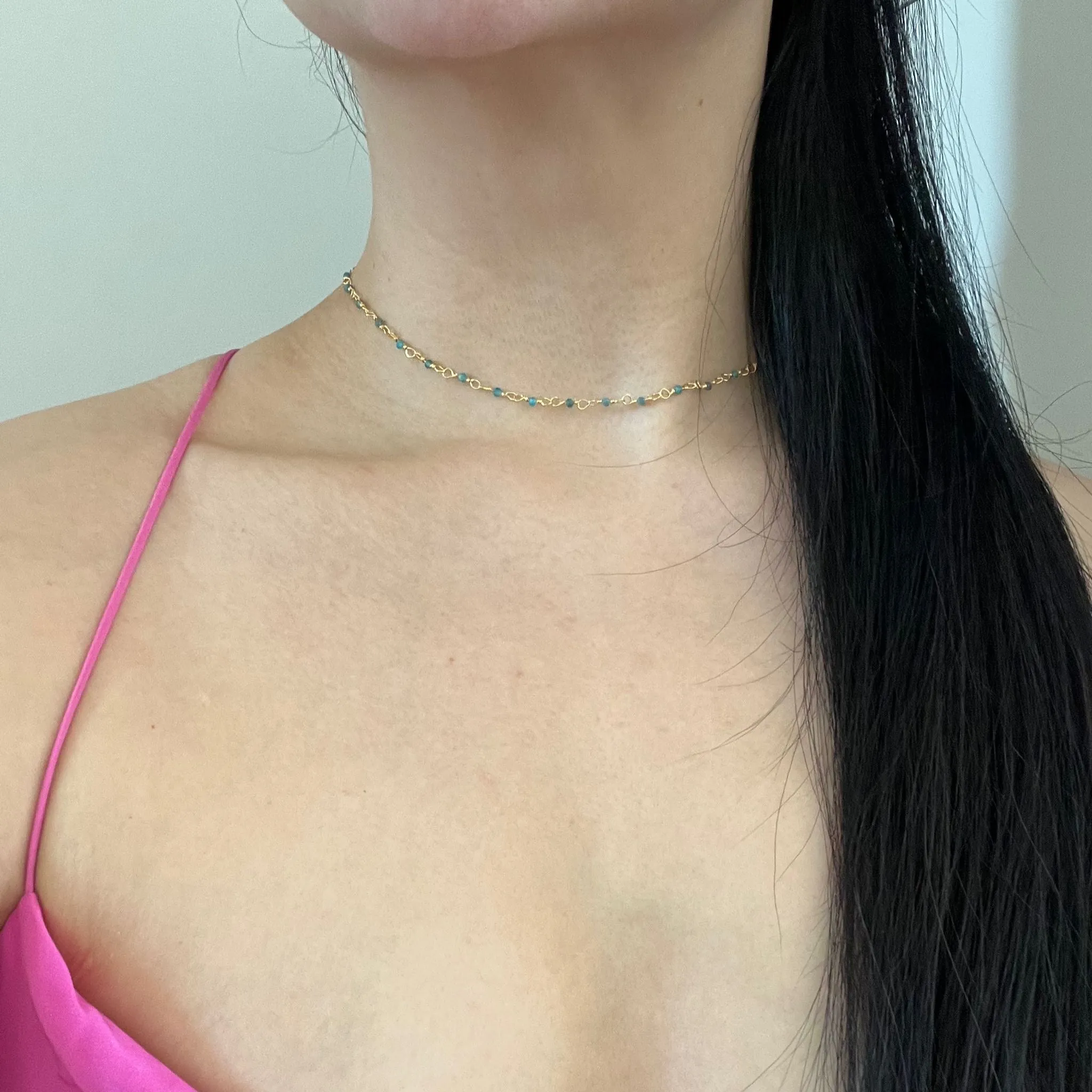 Blue Apatite Choker Necklace GHW