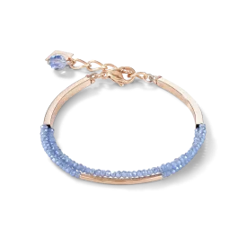 Bracelet Waterfall small stainless steel rose gold & glass light blue