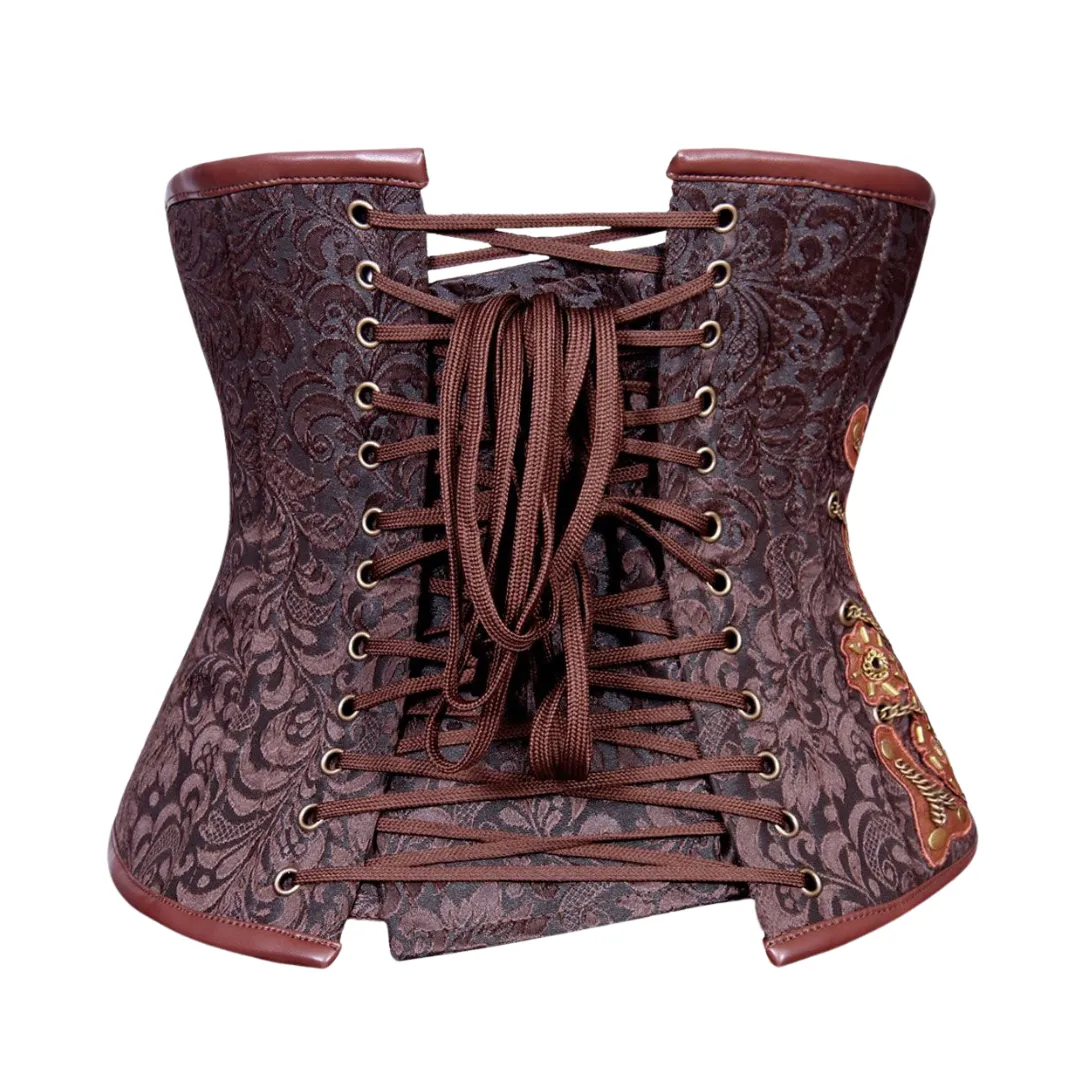 Bria Steampunk Under Bust Corset with Chain Detail – Stylish Vintage-Inspired Shapewear