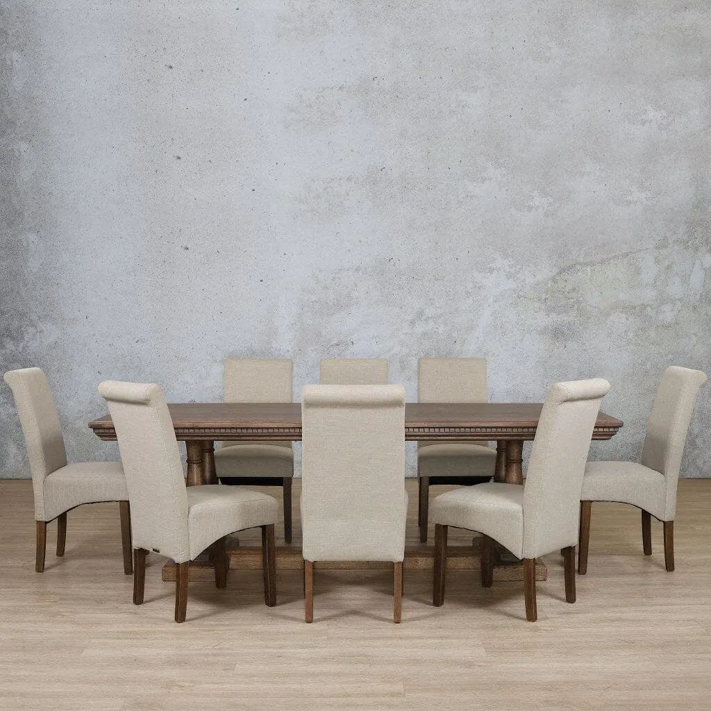 Charlotte Fluted Wood Top & Windsor 8 Seater Dining Set