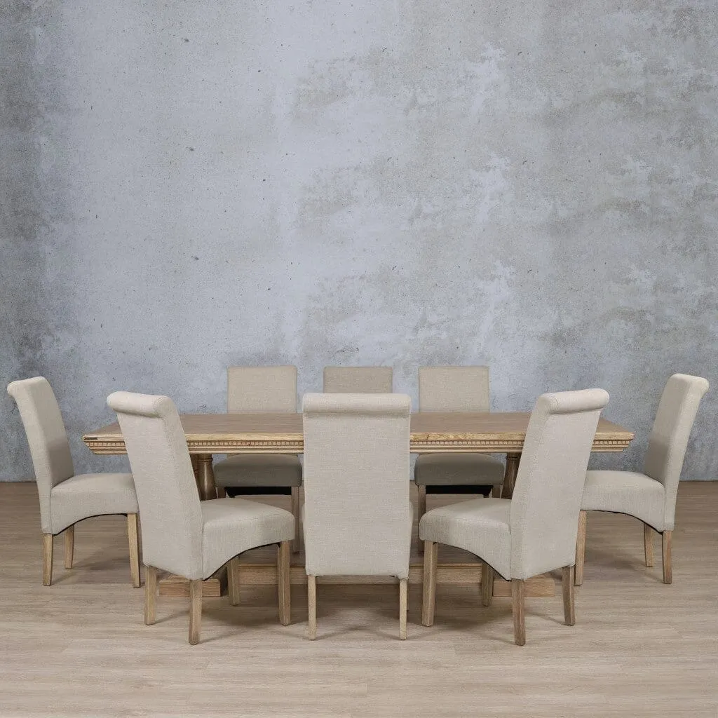 Charlotte Fluted Wood Top & Windsor 8 Seater Dining Set