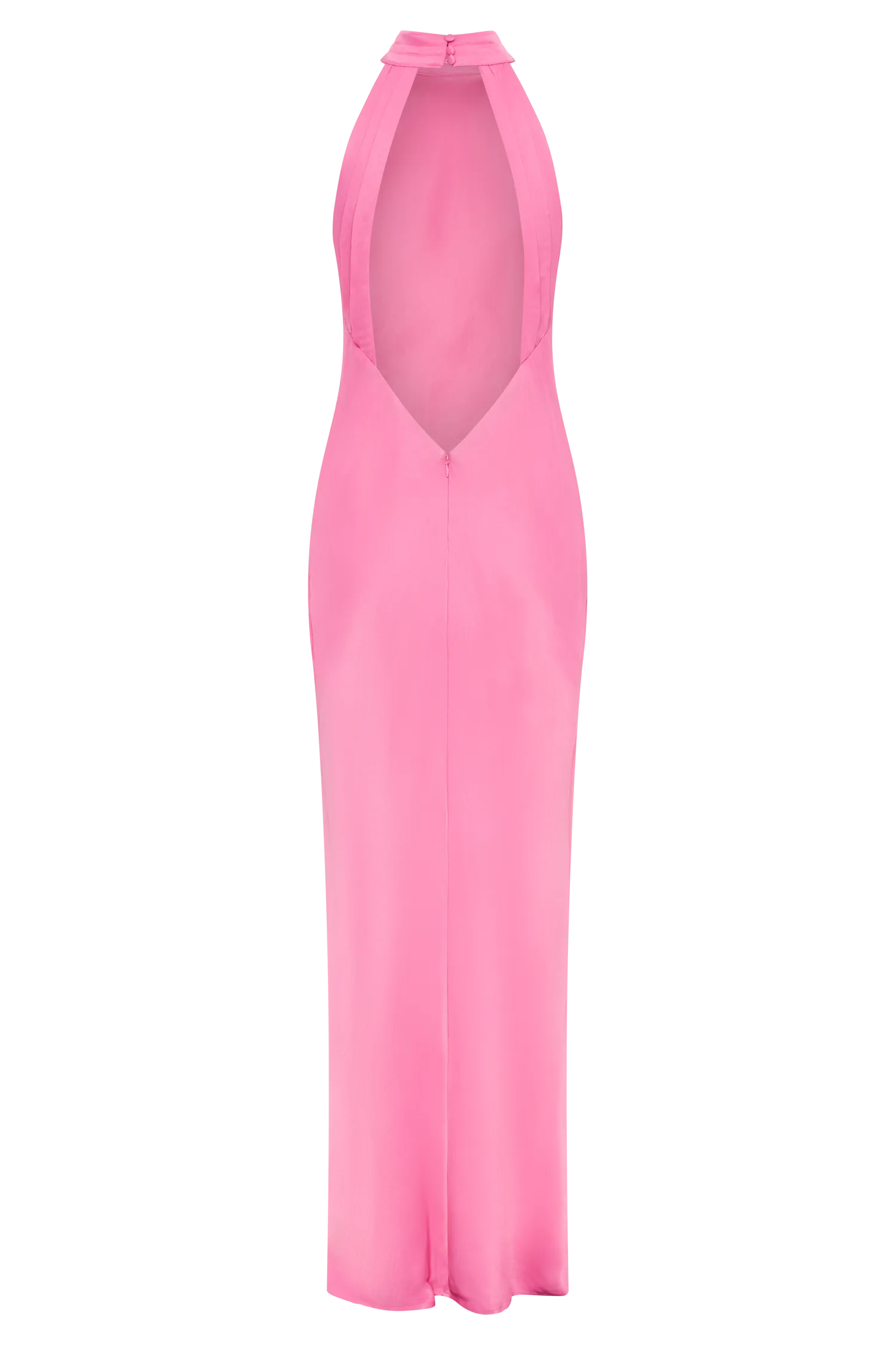 Claire Satin Drape Back Maxi Dress with Split - Pink