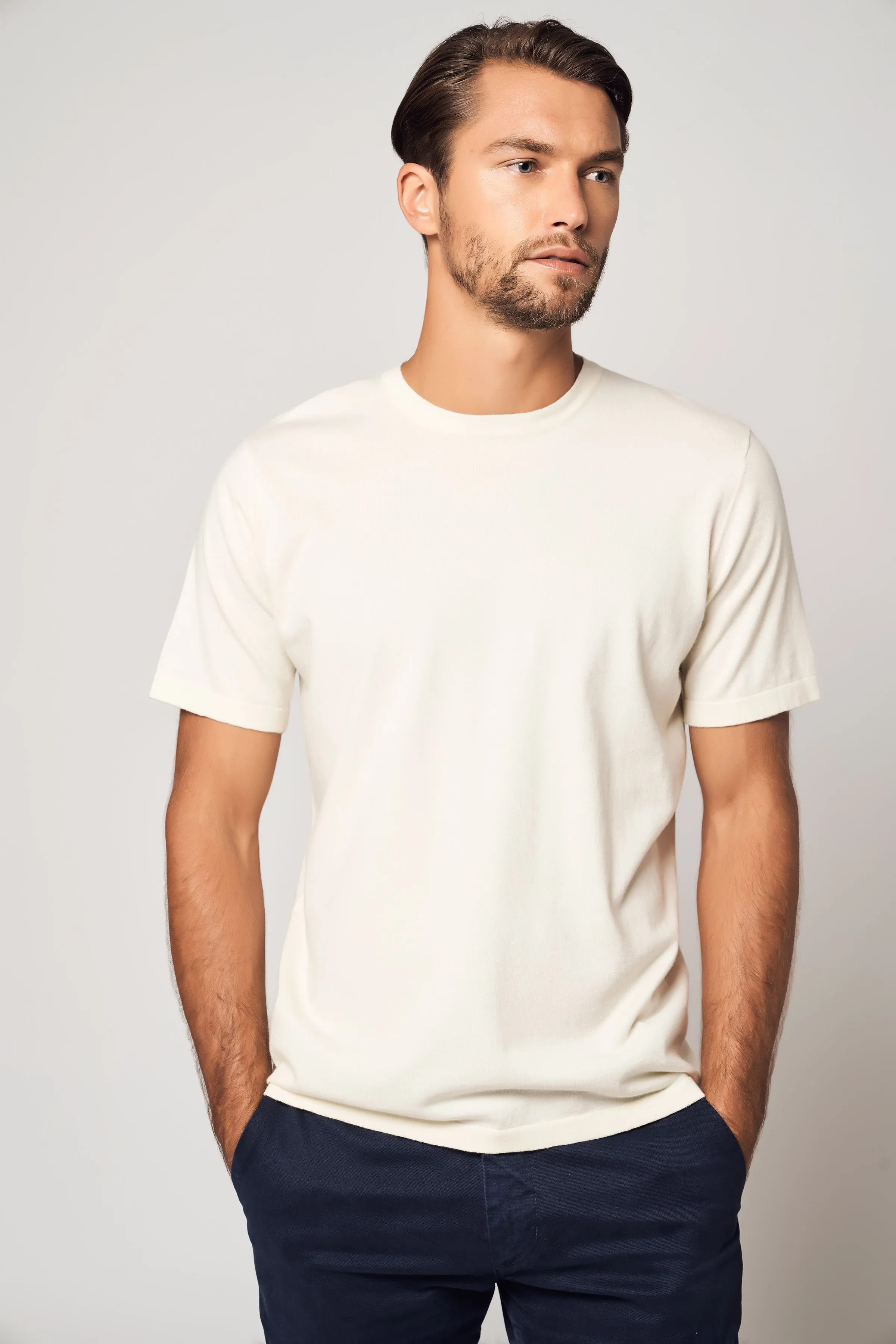 Classic Crew Neck Cotton Cashmere T-Shirt