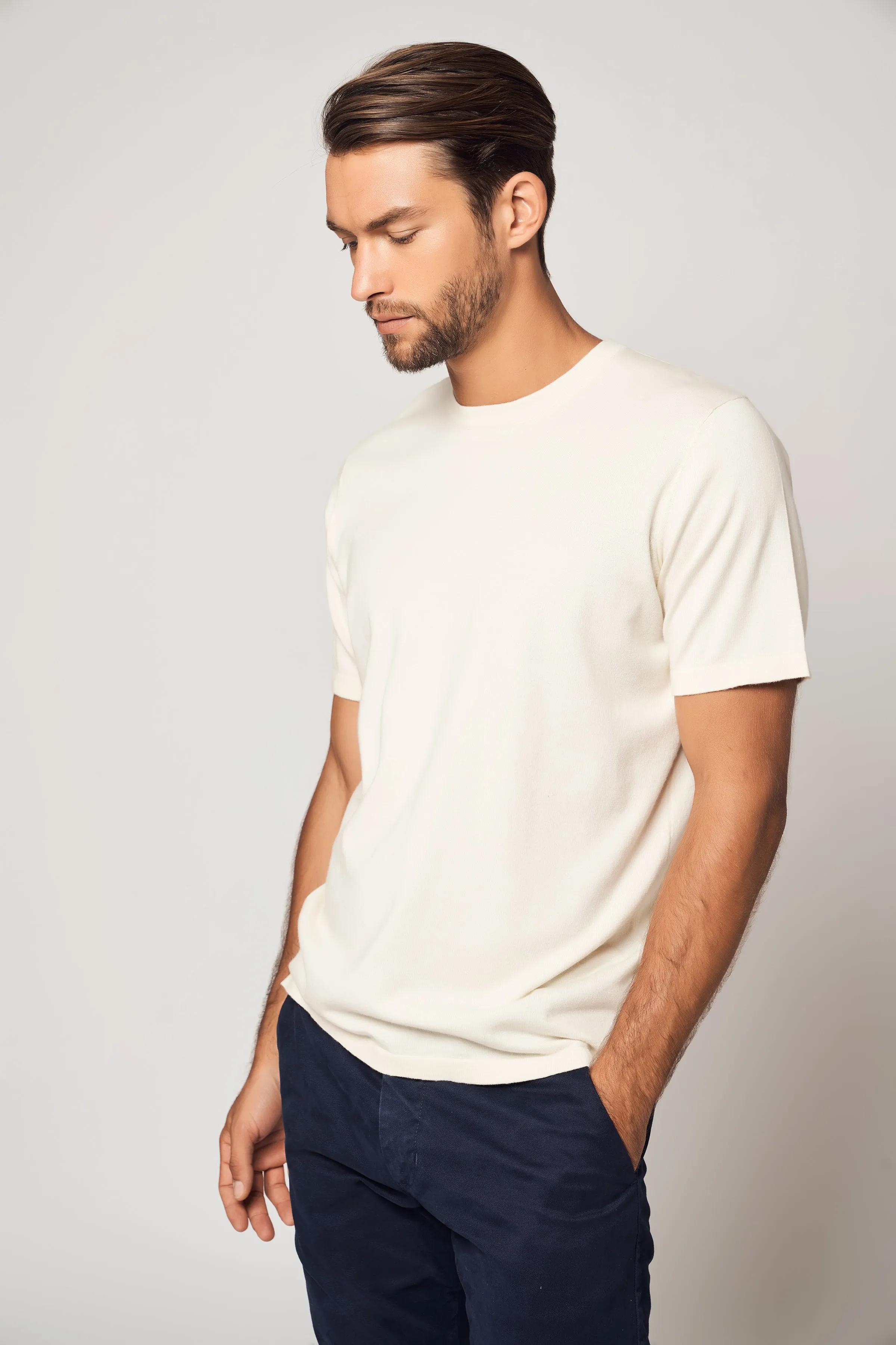 Classic Crew Neck Cotton Cashmere T-Shirt