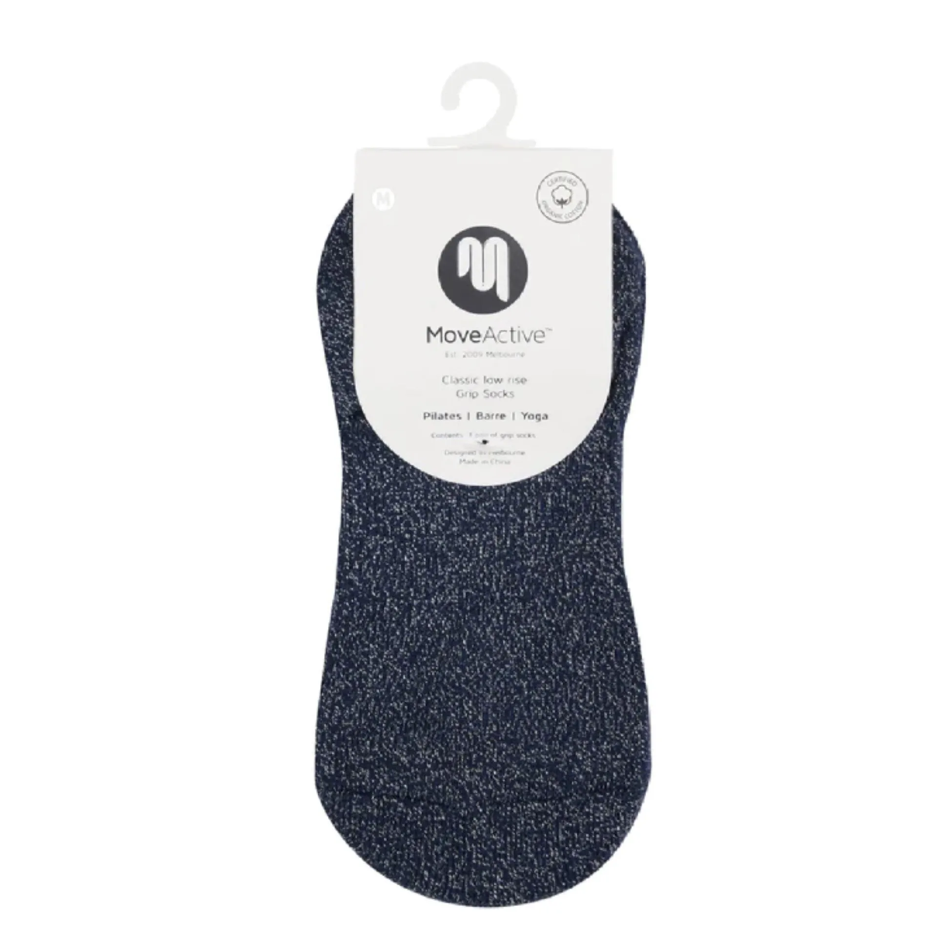 Classic Low Rise Grip Socks - Starry Black Sparkle (Barre / Pilates)