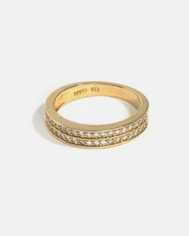 Double Pavé Ring in 14k Yellow Gold with lab grown Diamonds