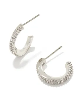 Ella Huggie Ear in Rhod White Crystal