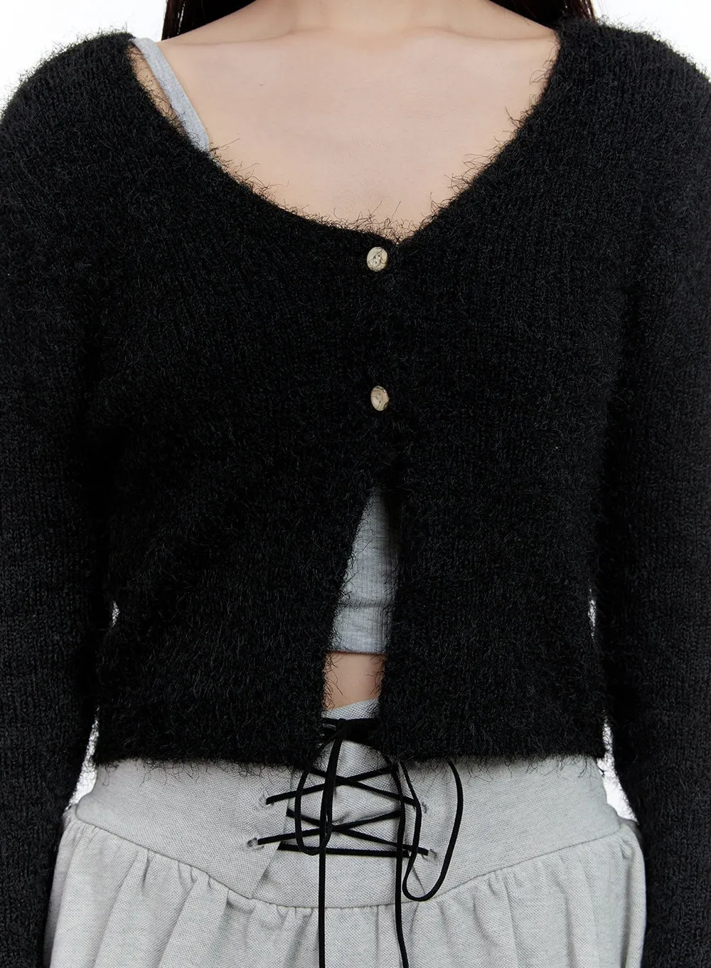 Essential Solid Crop Cardigan CS406