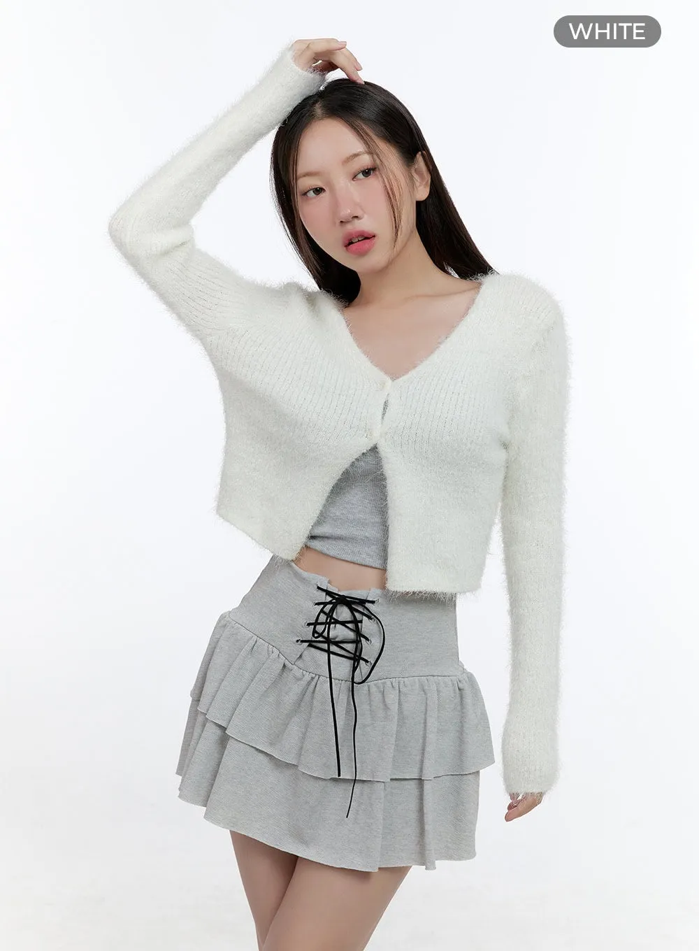 Essential Solid Crop Cardigan CS406