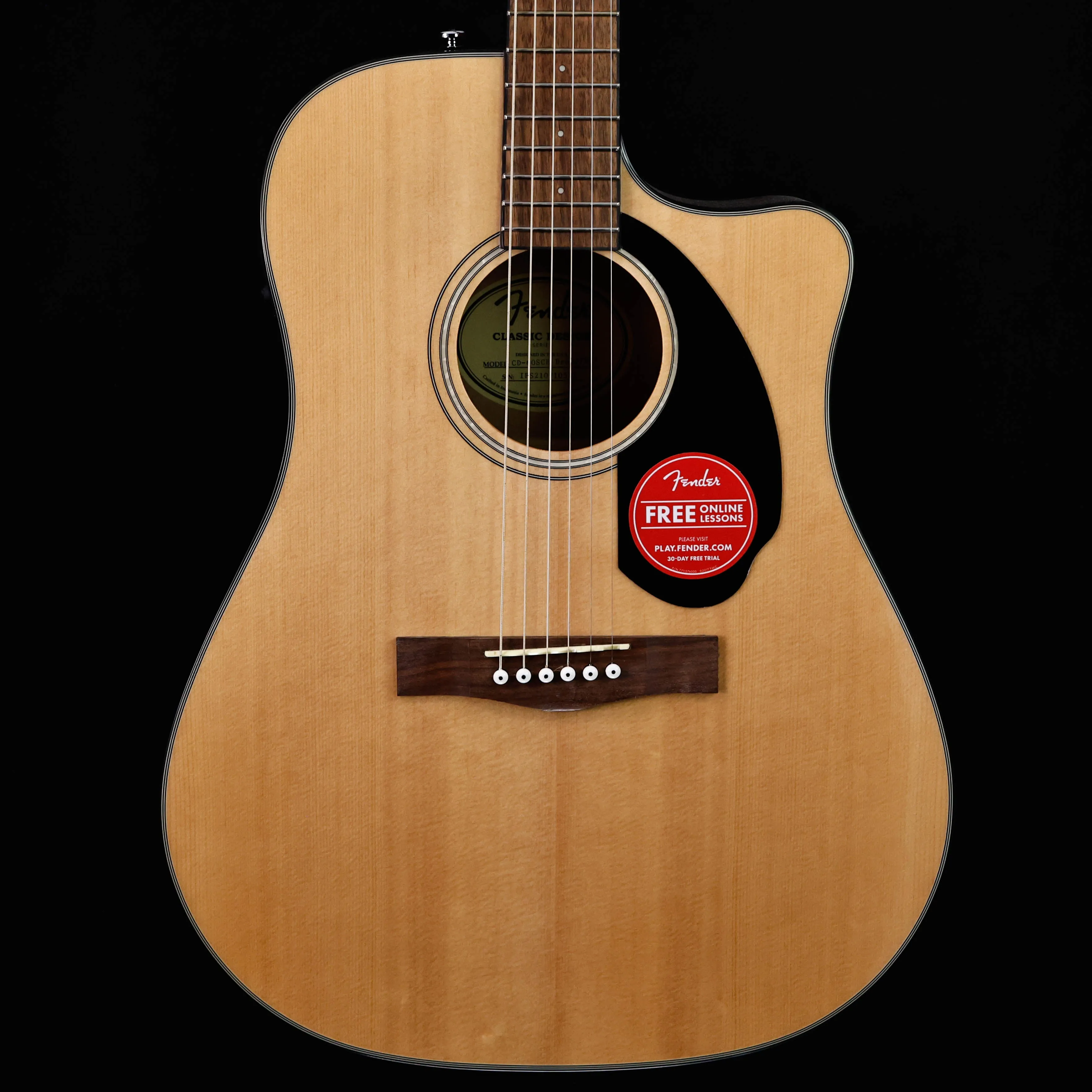 Fender CD-60SCE Dreadnought, Walnut Fb, Natural 4lbs 6.9oz