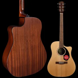 Fender CD-60SCE Dreadnought, Walnut Fb, Natural 4lbs 6.9oz