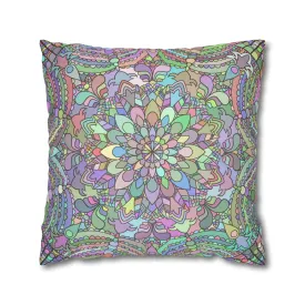 Hand-drawn Mandala Art Pillowcase - Soft Pastel Colors