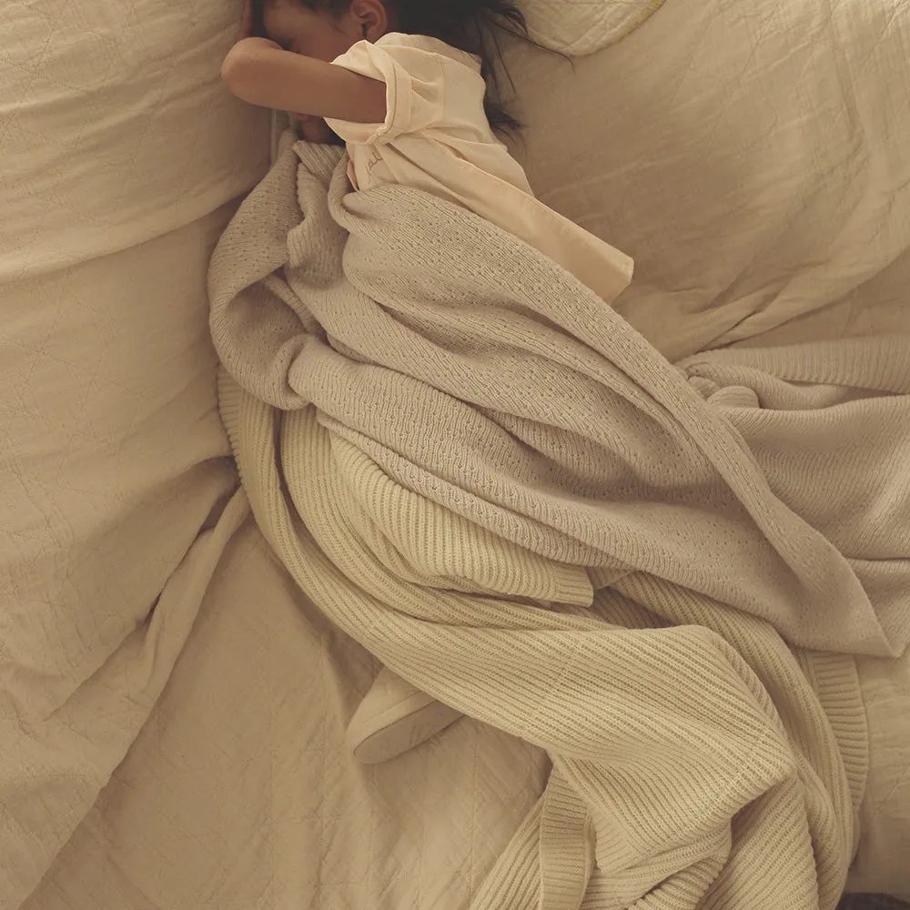 Thick Knit Hvid Gaston Blanket - 100% Merino Lambswool - Luxuriously Cozy