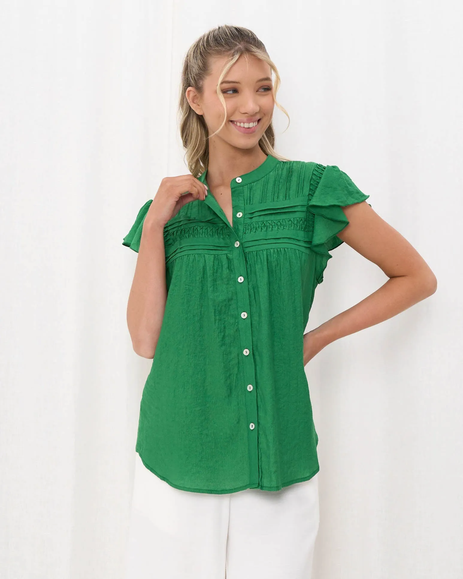 Stylish Jeze Green Cotton Top - Comfortable and Versatile Womens Wear