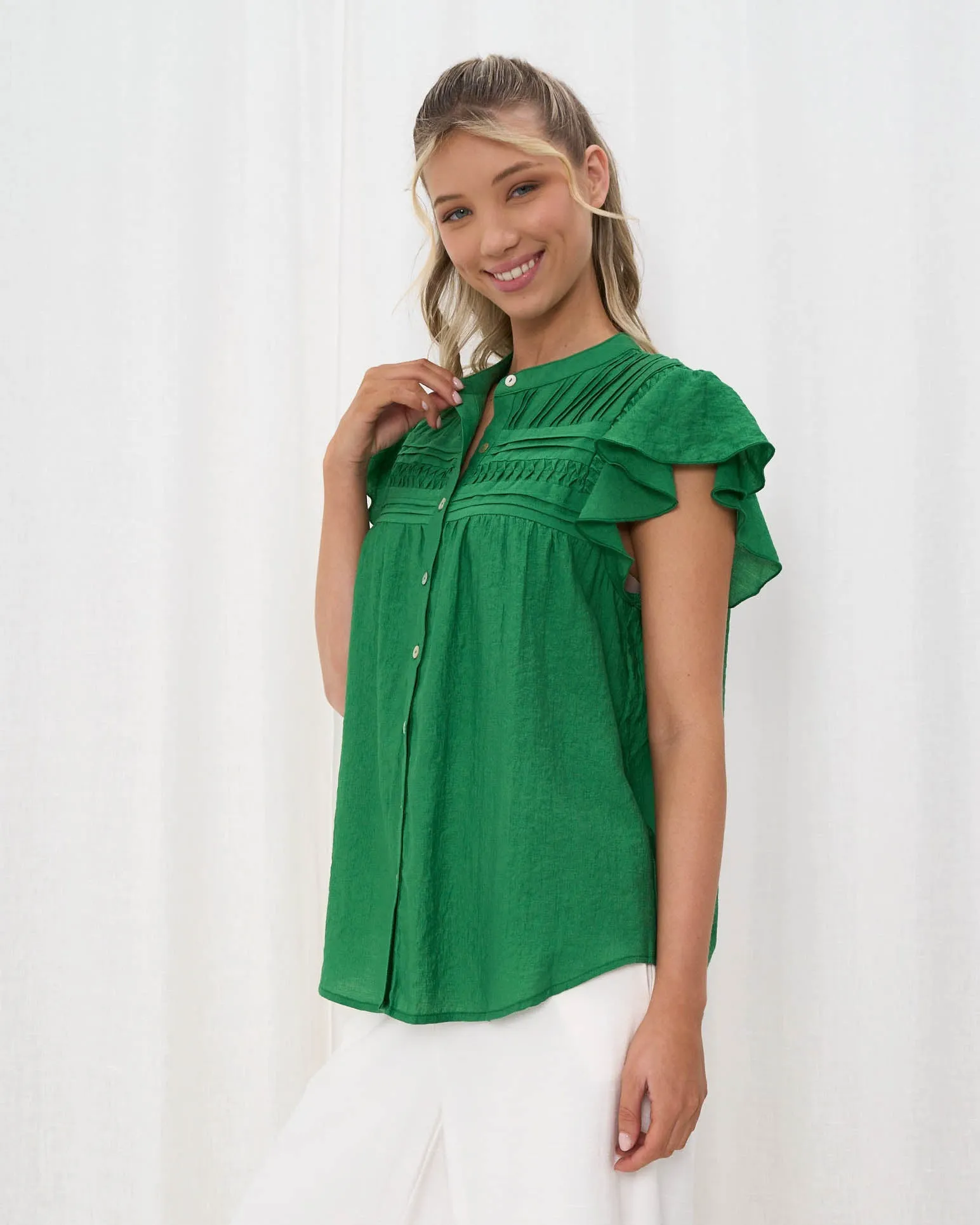 Stylish Jeze Green Cotton Top - Comfortable and Versatile Womens Wear