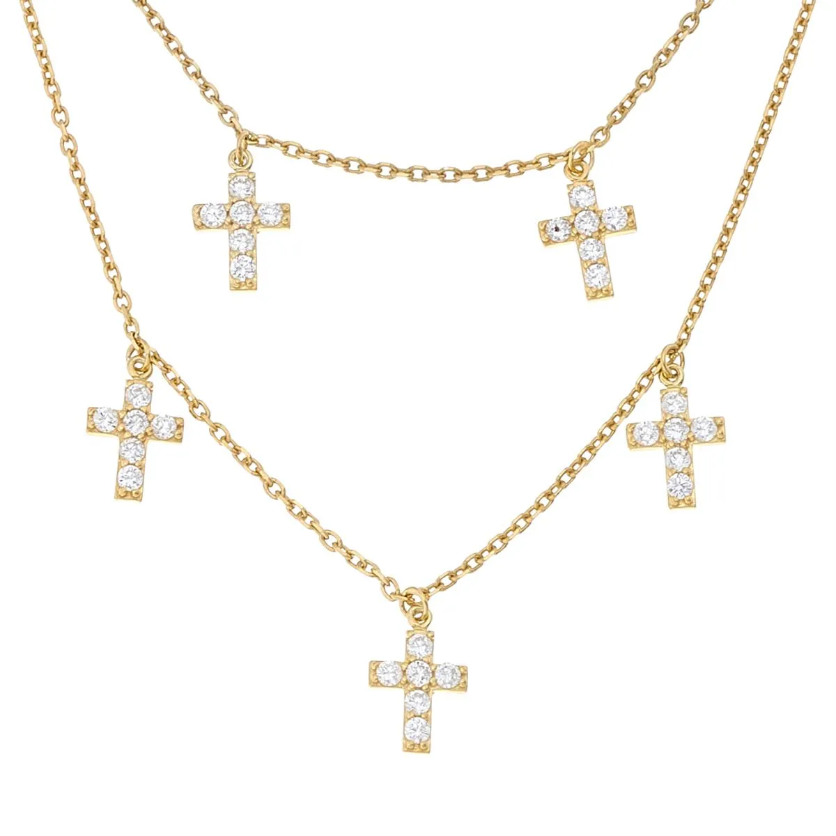 Katharine McPhee Layered Cross Necklace - Sterling Silver