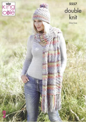 King Cole 5557 Shawls & Hats DK Knitting Pattern